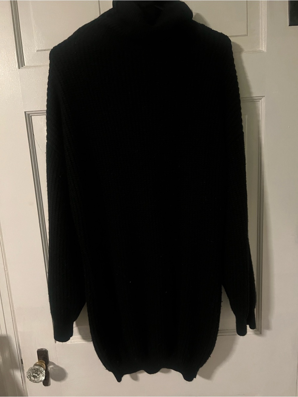 Black Turtleneck Mini Dress - Classic Knit
